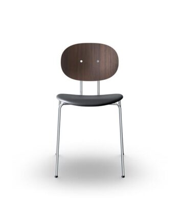 Sibast Furniture Piet Hein Spisebordsstol Krom Valnød Og Sort Læder
