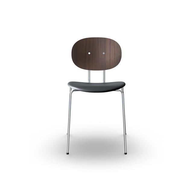 Sibast Furniture Piet Hein Spisebordsstol Krom Valnød Og Sort Læder