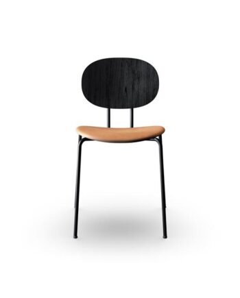 Sibast Furniture Piet Hein Spisebordsstol Sort   Sort Egetræ Og Cognac Læder