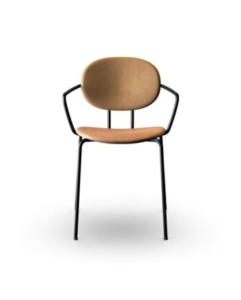 Sibast Furniture Piet Hein Spisebordsstol Sort Med Armlæn Cognac Læder