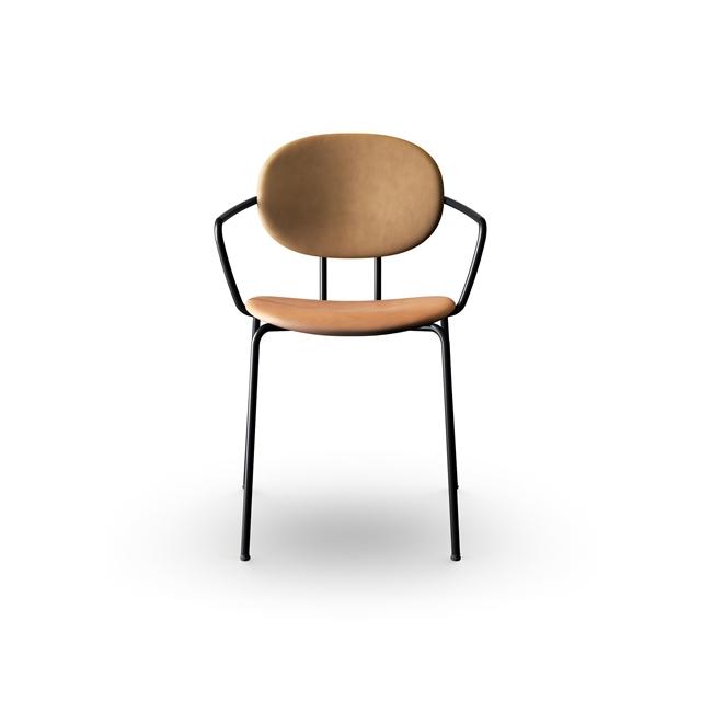 Sibast Furniture Piet Hein Spisebordsstol Sort Med Armlæn Cognac Læder