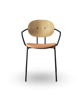 Sibast Furniture Piet Hein Spisebordsstol Sort Med Armlæn Egetræ Og Cognac Læder