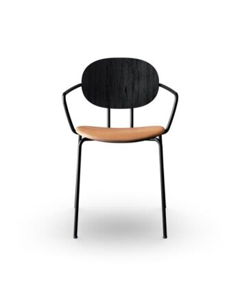 Sibast Furniture Piet Hein Spisebordsstol Sort Med Armlæn Sort Egetræ Og Cognac Læder