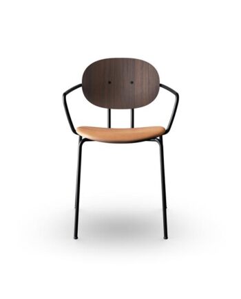 Sibast Furniture Piet Hein Spisebordsstol Sort Med Armlæn Valnød Og Cognac Læder