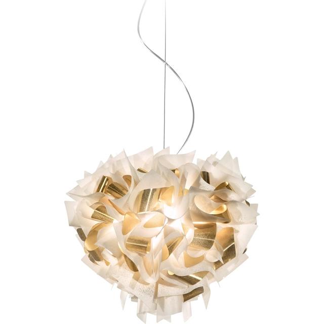 Slamp Veli Aurea Pendel Hvid Guld Med Transparent Ledning