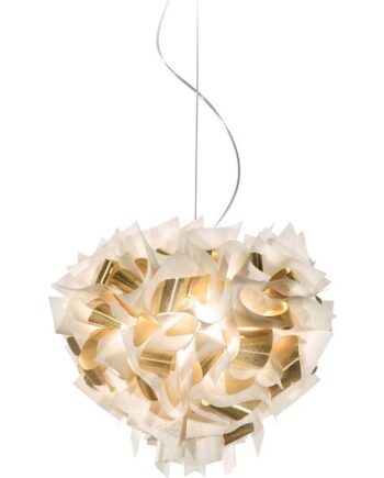 Slamp Veli Aurea Pendel Stor Hvid Guld Med Transparent Ledning