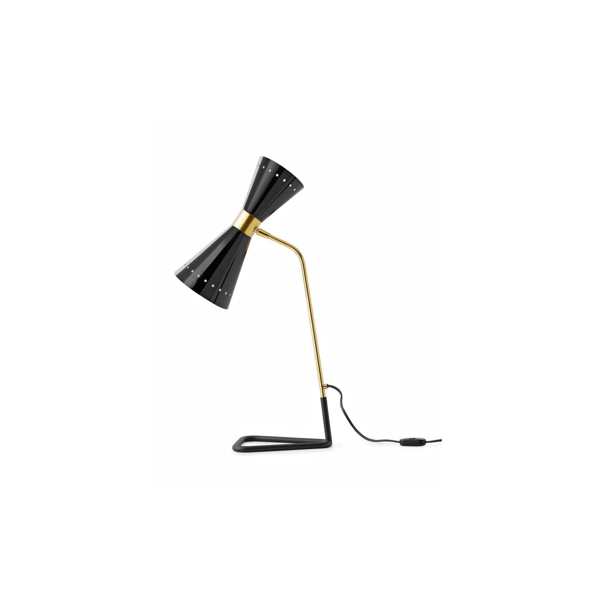 Stilnovo Megafono Bordlampe Guld Sort Ivory