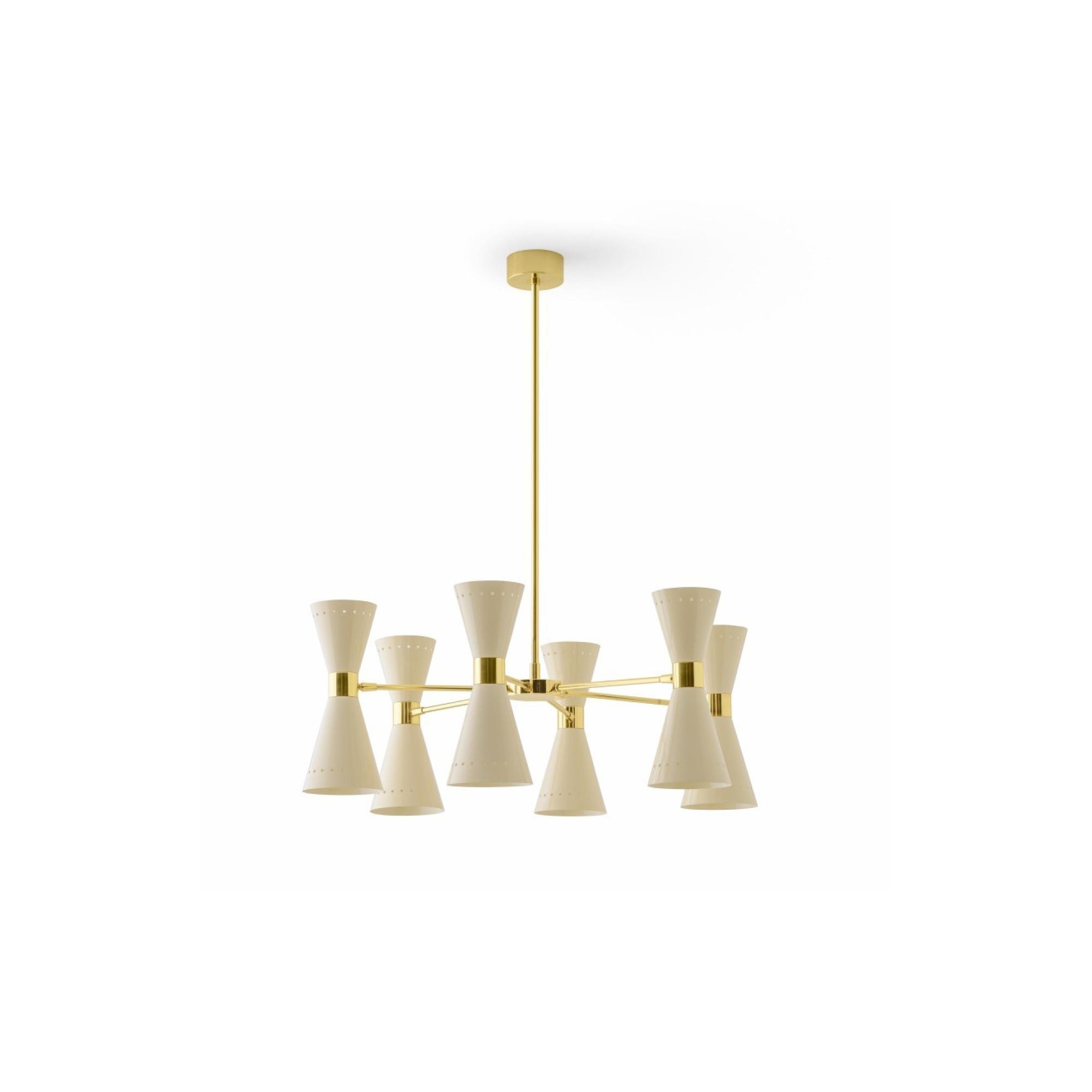 Stilnovo Megafono Pendel 12 Guld Ivory