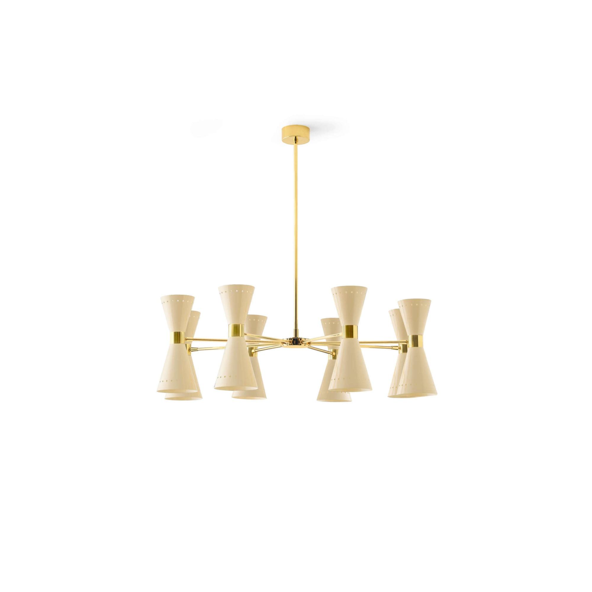 Stilnovo Megafono Pendel 16 Guld Ivory