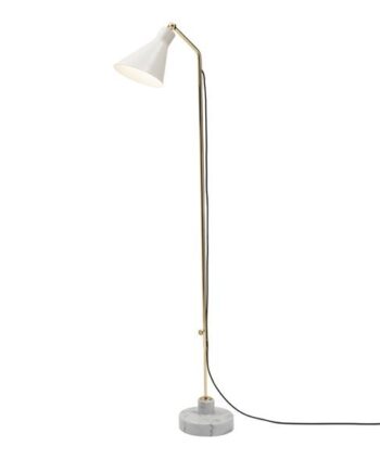 Tato Alzabile Gulvlampe Hvid Messing   Hvid Marmor