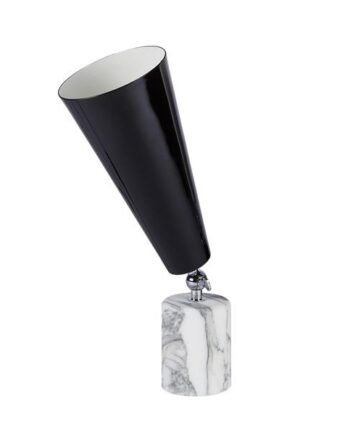 Tato Vox Bordlampe Hvid Marmor   Krom Sort Lille
