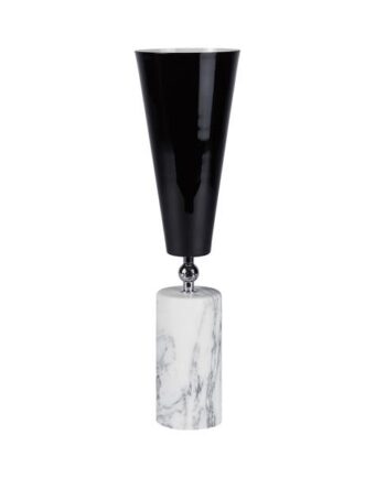 Tato Vox Bordlampe Hvid Marmor   Krom Sort Stor