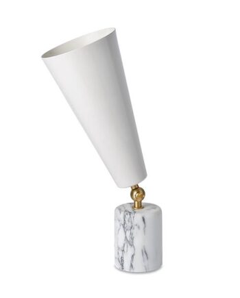 Tato Vox Bordlampe Hvid Marmor   Mat Messing Hvid Lille