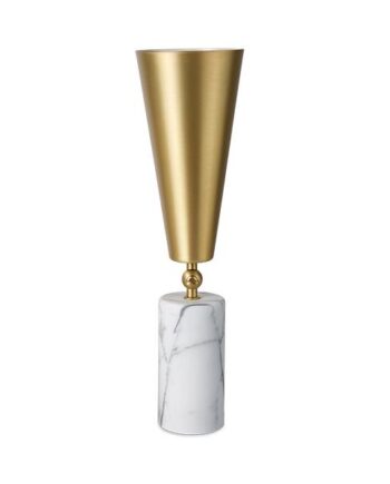 Tato Vox Bordlampe Hvid Marmor   Mat Messing Hvid Stor