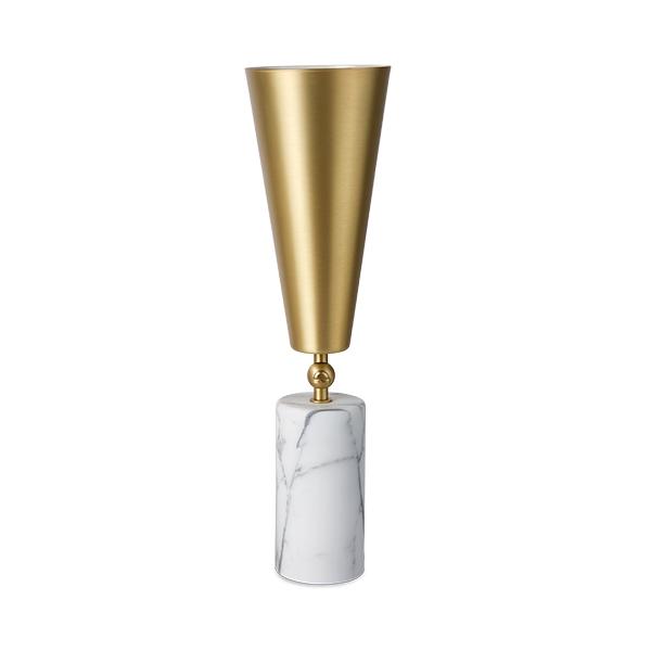 Tato Vox Bordlampe Hvid Marmor Mat Messing Hvid Stor