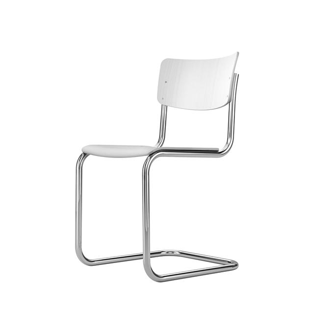 Thonet 43 Cantilever Spisebordsstol Krom Hvid Glaceret Bøgetræ
