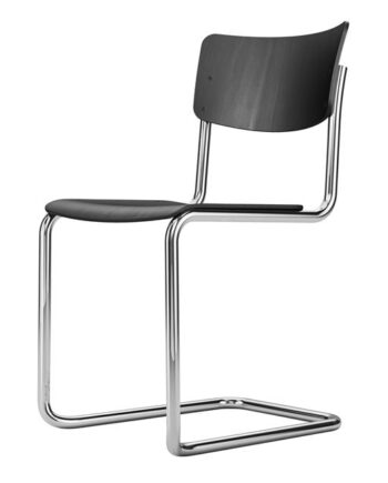 Thonet   43 St Spisebordsstol Stabelbar Krom Sort Bejdset Bøgetræ