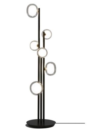 Tooy Nabila 552 66 Gulvlampe Mat Sort Børstet Messing Med Klar Glas