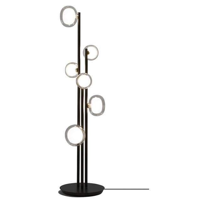 Tooy Nabila 552 66 Gulvlampe Mat Sort Børstet Messing Med Klar Glas