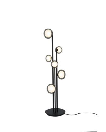 Tooy Nabila 552 66 Gulvlampe Mat Sort Sort Krom Med Røget Glas