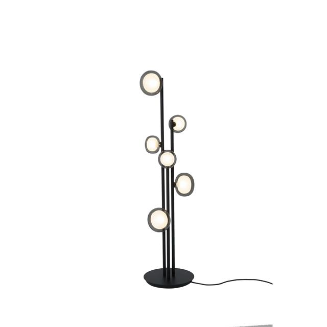 Tooy Nabila 552 66 Gulvlampe Mat Sort Sort Krom Med Røget Glas