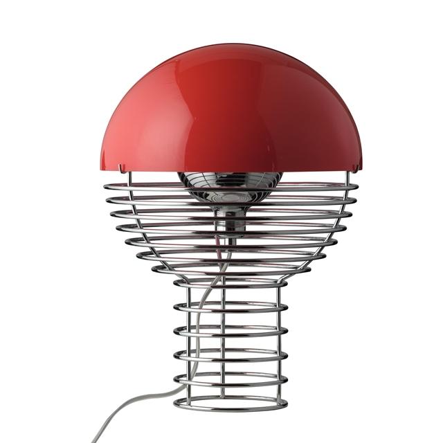 Verpan Wire Bordlampe ø30 Krom Rød