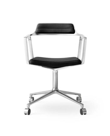 Vipp 452 Drejestol Med Hjul Aluminium Sort Læder