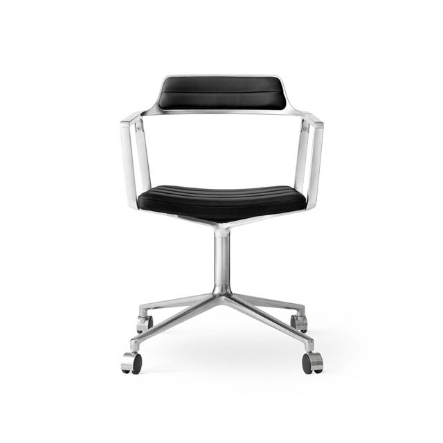 Vipp 452 Drejestol Med Hjul Aluminium Sort Læder