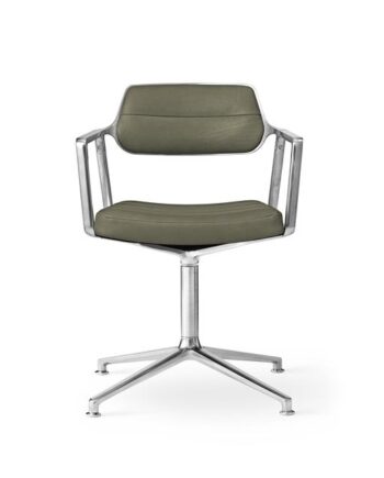 Vipp 453 Swivel Drejestol Med Gulvglidere Aluminium Bosco Grøn Læder