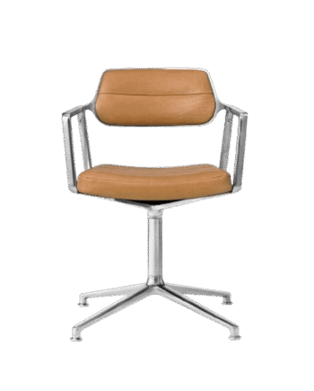 Vipp 453 Swivel Drejestol Med Gulvglidere Aluminium Camel Læder