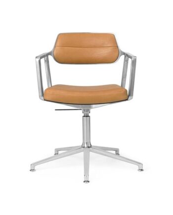 Vipp 453 Swivel  Drejestol Med Gulvglidere Aluminium Kamel Læder