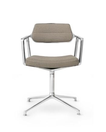 Vipp 453 Swivel Drejestol Med Gulvglidere Aluminium Mørk Sand Tekstil