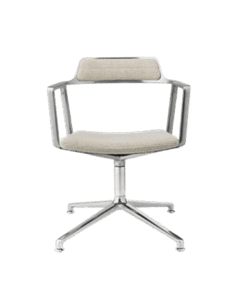 Vipp 452 Swivel Drejestol Med Gulvglidere Aluminium Wavy Off White Lysegrå