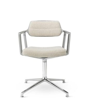 Vipp 453 Swivel Drejestol Med Gulvglidere Aluminium Wavy Off White Lysegrå