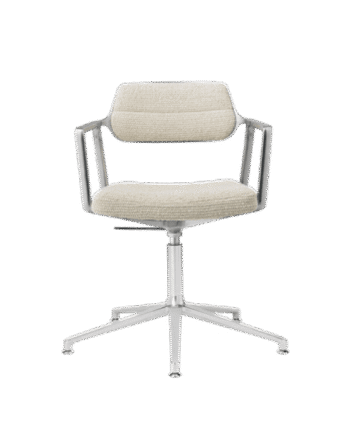 Vipp 453 Swivel  Drejestol Med Gulvglidere Aluminium Wavy Off White Lysegrå