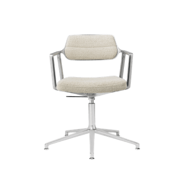 Vipp 453 Swivel Drejestol Med Gulvglidere Aluminium Wavy Off White Lysegrå