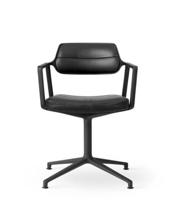 Vipp 453 Swivel Drejestol Med Gulvglidere Sort Sort Læder