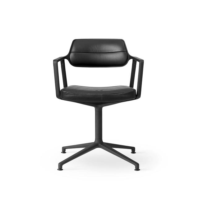 Vipp 453 Swivel Drejestol Med Gulvglidere Sort Sort Læder