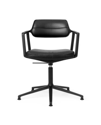 Vipp 453 Swivel  Drejestol Med Gulvglidere Sort Sort Læder