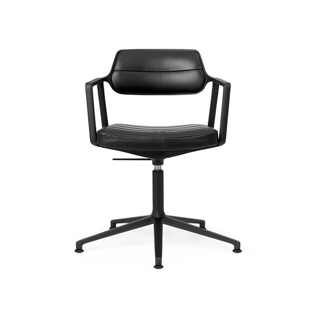 Vipp 453 Swivel Drejestol Med Gulvglidere Sort Sort Læder