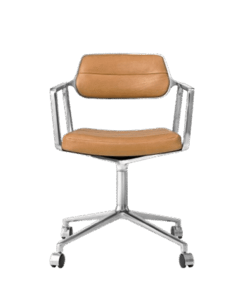 Vipp 453 Swivel Drejestol Med Hjul Aluminium Camel Læder