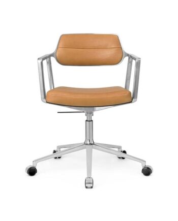 Vipp 453 Swivel  Drejestol Med Hjul Aluminium Kamel Læder