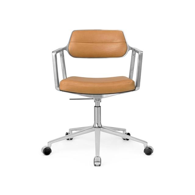 Vipp 453 Swivel Drejestol Med Hjul Aluminium Kamel Læder