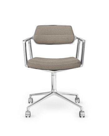 Vipp 453 Swivel Drejestol Med Hjul Aluminium Mørk Sand Tekstil