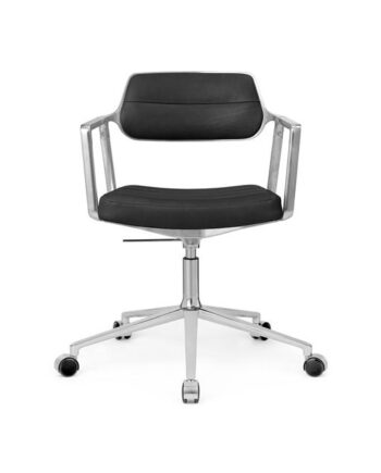 Vipp 453 Swivel  Drejestol Med Hjul Aluminium Sort Læder