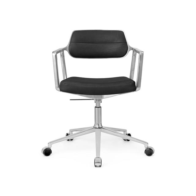 Vipp 453 Swivel Drejestol Med Hjul Aluminium Sort Læder