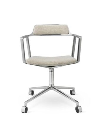 Vipp 452 Swivel Drejestol Med Hjul Aluminium Wavy Off White Lysegrå