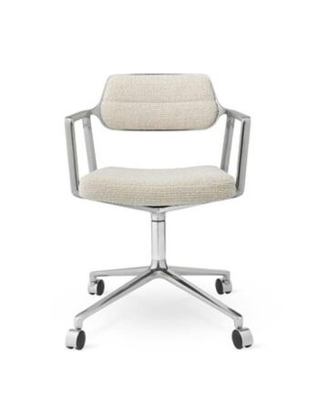 Vipp 453 Swivel Drejestol Med Hjul Aluminium Wavy Off White Lysegrå