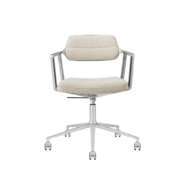 Vipp 453 Swivel Drejestol Med Hjul Aluminium Wavy Off White Lysegrå