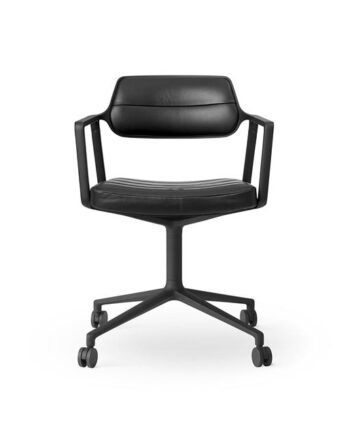 Vipp 453 Swivel Drejestol Med Hjul Sort Sort Læder